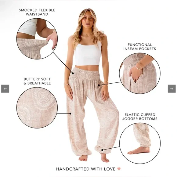 Lotus and Luna Harem Pants ~ Sahara - Picture 3 of 13